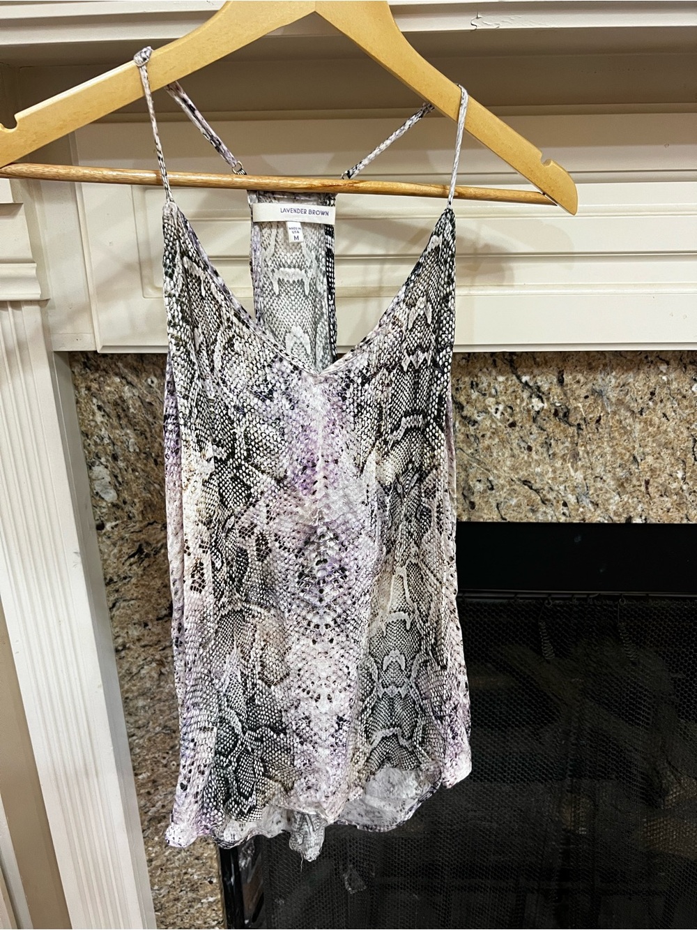 Lavender Brown Snake Print Camisole in Black, White and Light Purple